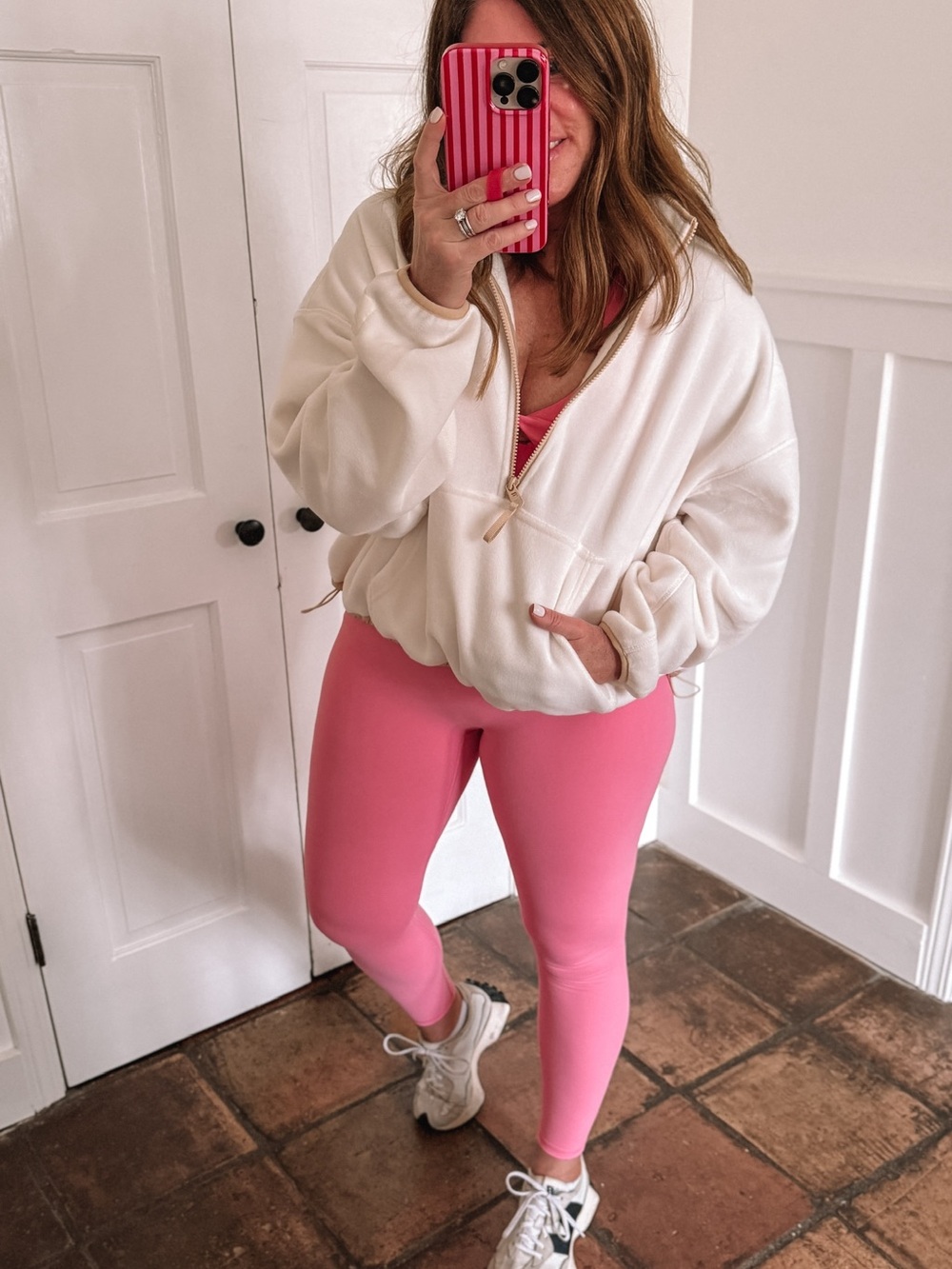 NWT Fabletics Set - Pink High-Rise Leggings(M), Bra(M) & Fleece Jacket(L)